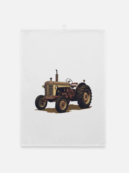 Vintage Traktor – Landwirtschaft Retro - Organic Geschirrtuch - Weiß