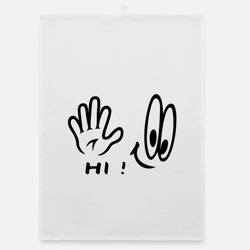 Handzeichen, Hi , Comic Organic Geschirrtuch