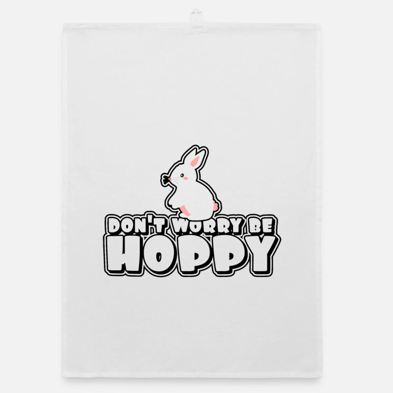 Don't worry, be hoppelig - Easter Organic dish towel