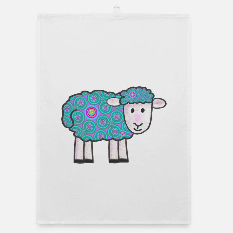 Spiralfarbenes Schäfchen Muster Organic Geschirrtuch