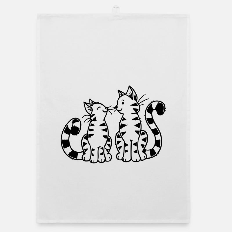 Cartoon Kitten - Organic Geschirrtuch - Weiß