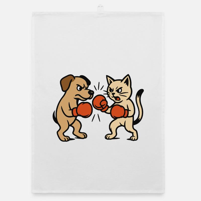 Combat d’animaux de compagnie Chat Chien Boxe Duel Torchon bio