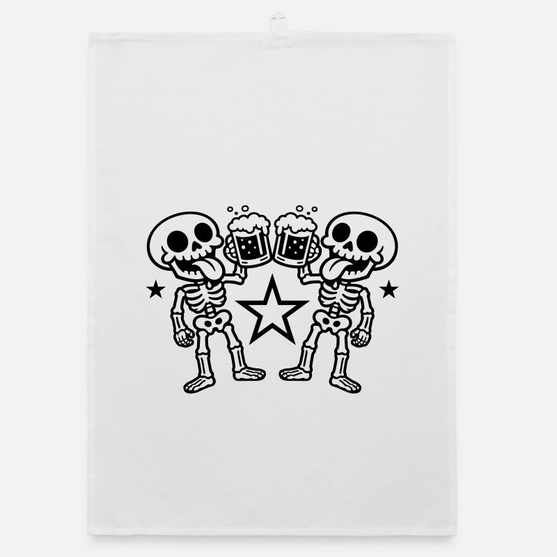 Skeleton Beer Cheers Organic dish towel