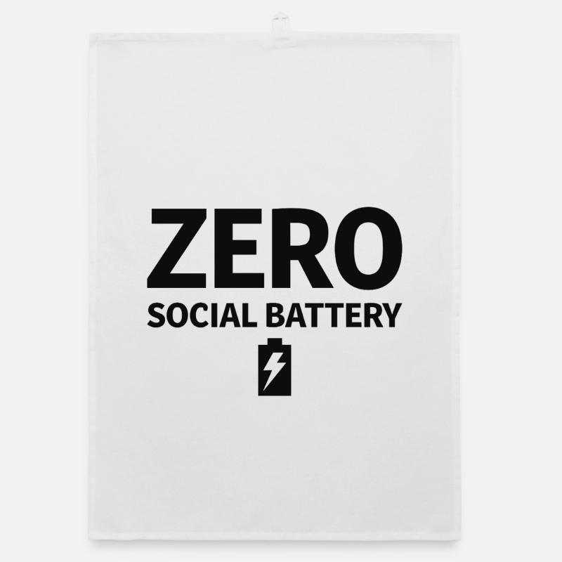 Zero Social Battery Battery Empty Introvert Organic dish towel
