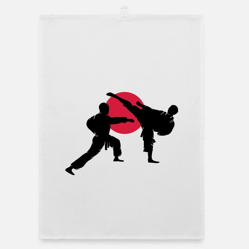 two karate fighter Organic dish towel