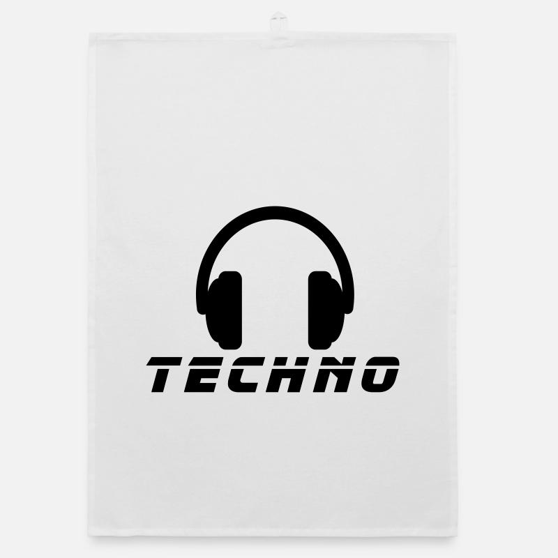 Techno Music - Organic Geschirrtuch - Weiß