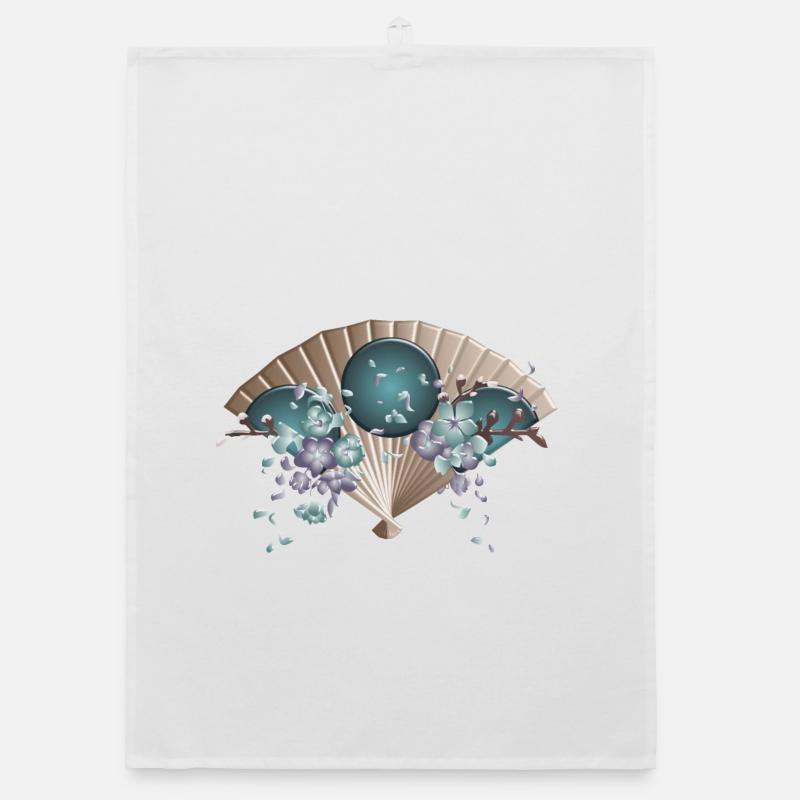 Japonais Mode Style Fleur de cerisier japonais - Torchon bio - blanc