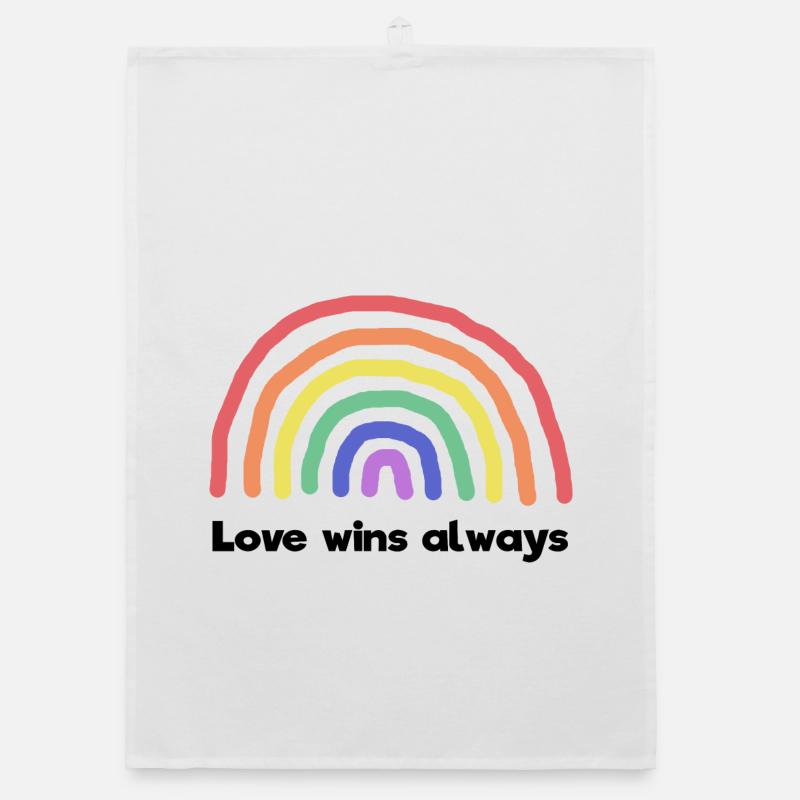 Peace Love Rainbow Statement World Peace Organic dish towel