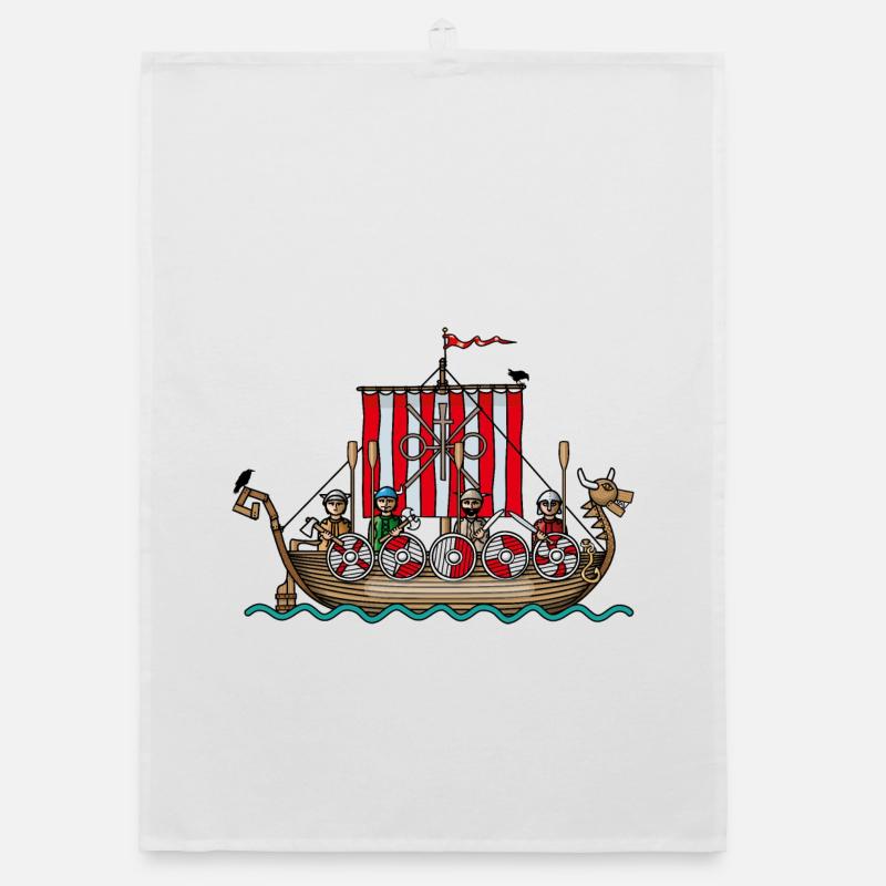 Wikinger auf hoher See Organic Geschirrtuch