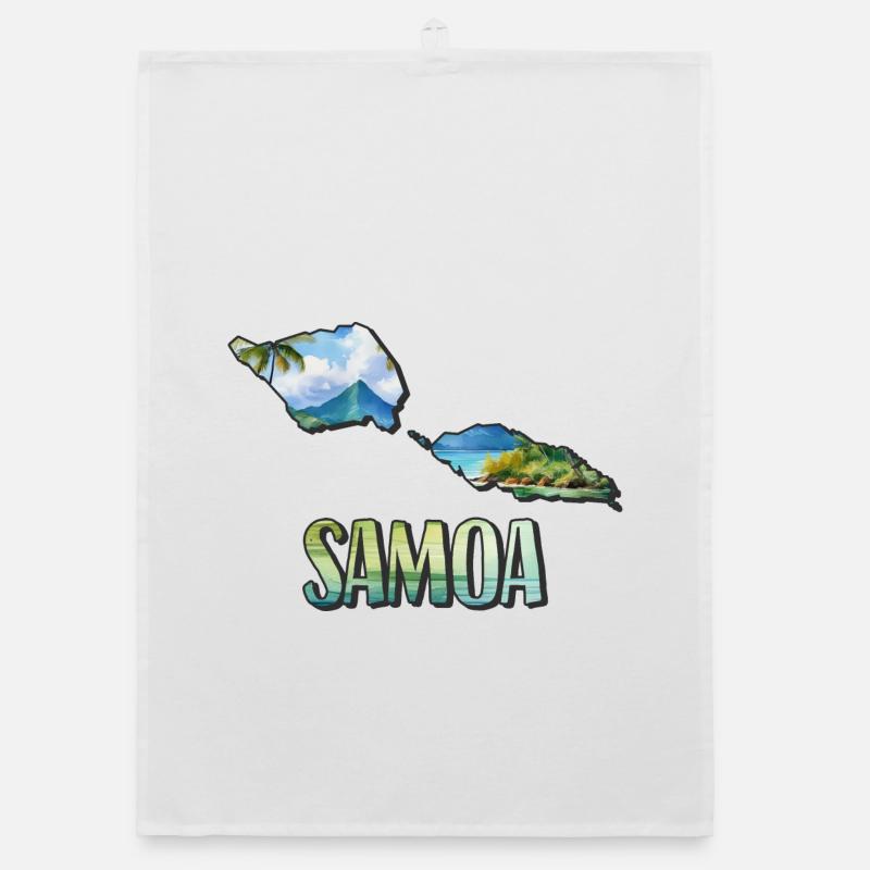 Watercolor Map Samoa Organic dish towel