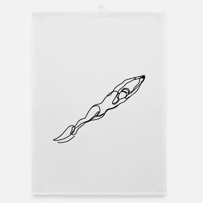 Swimmer Sketch Organic dish towel