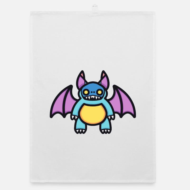 Fledermaus Halloween Comic Lustig Organic Geschirrtuch