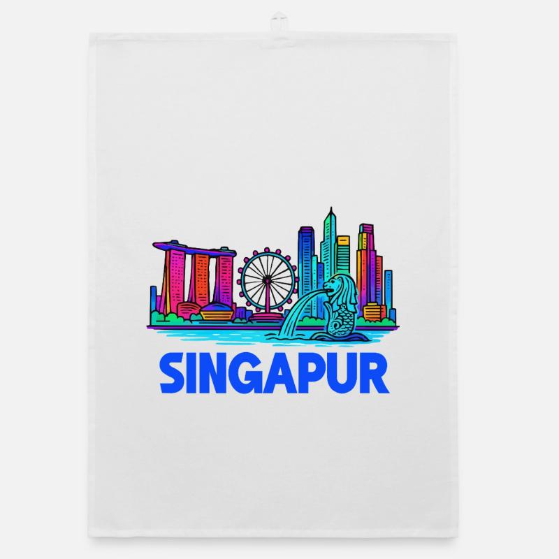Skyline de Singapour Torchon bio