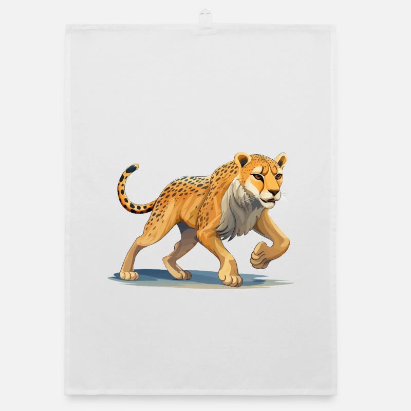 Dynamic Cheetah Illustration Organic dish towel