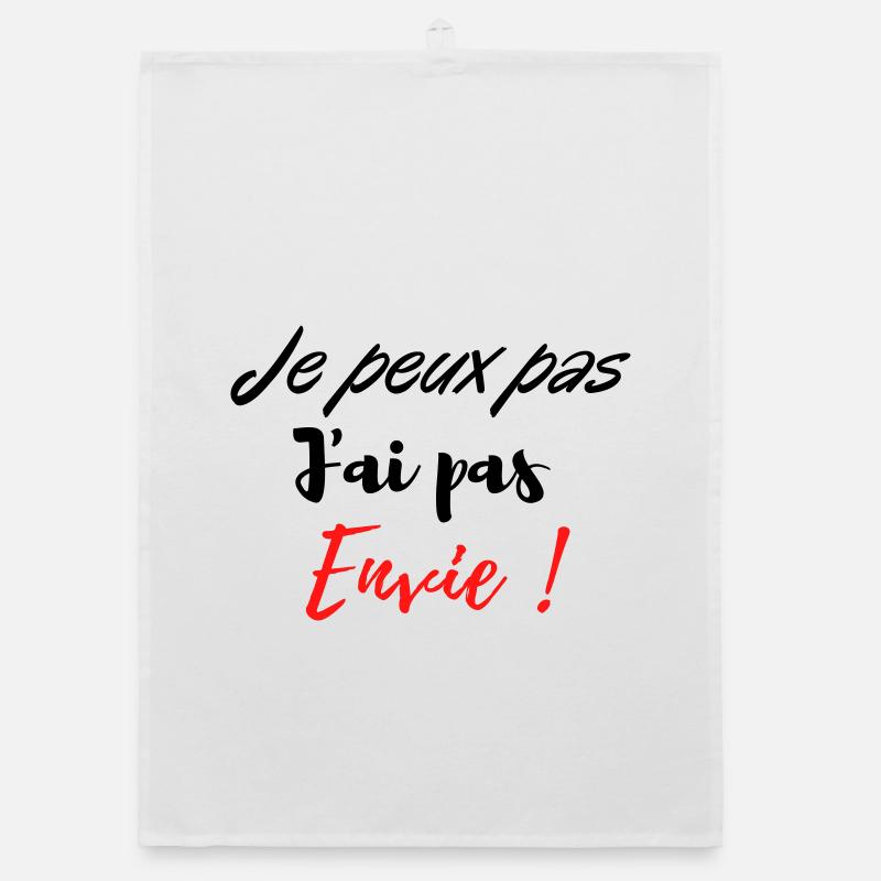 je peux pas j'ai pas envie ! - Torchon bio - blanc