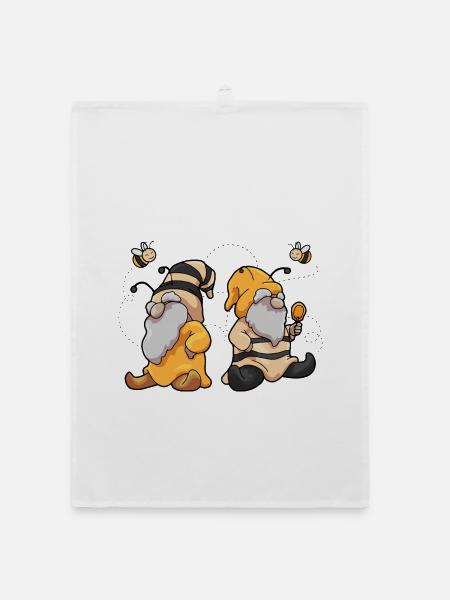 Bienen Humor Bee Happy - Organic Geschirrtuch - Weiß - Vorne