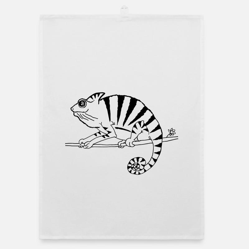 witziges Chamäleon Reptilien  Organic Geschirrtuch