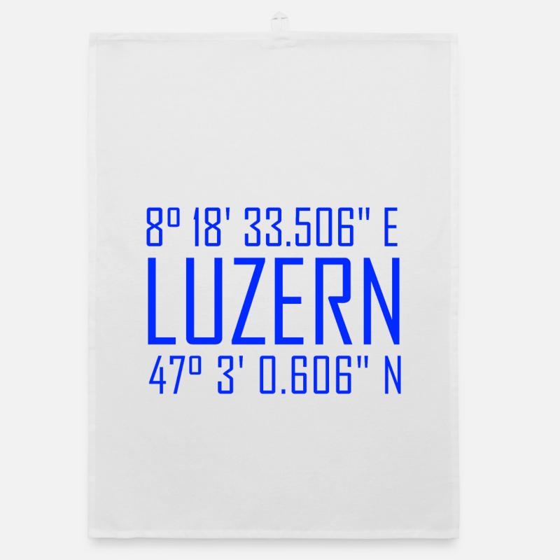 Coordonnées de Lucerne – typographie en référence à la localisation Torchon bio