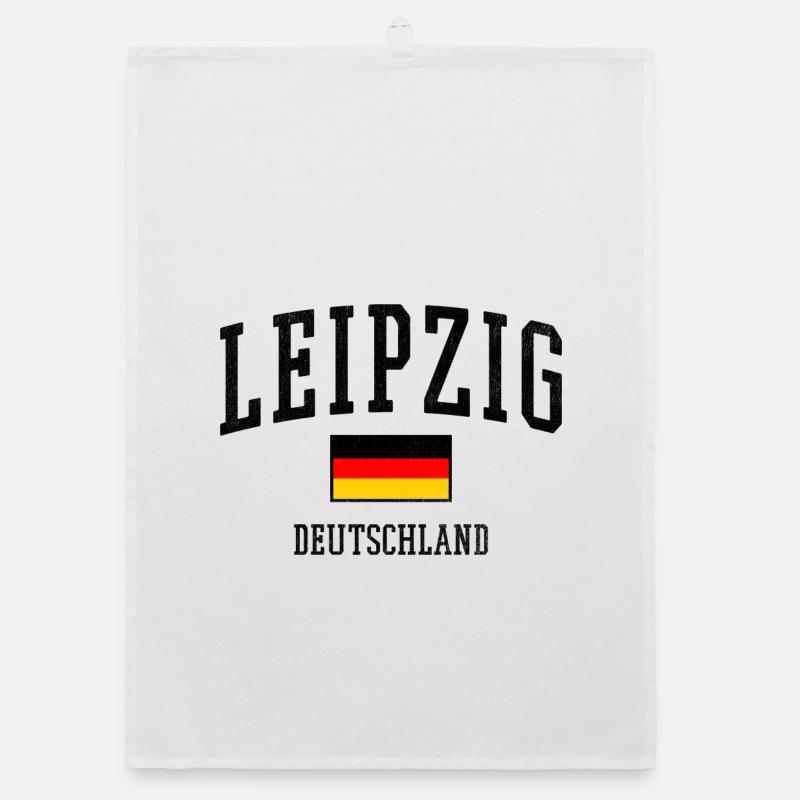 Leipzig Germany Design with flag Organic dish towel