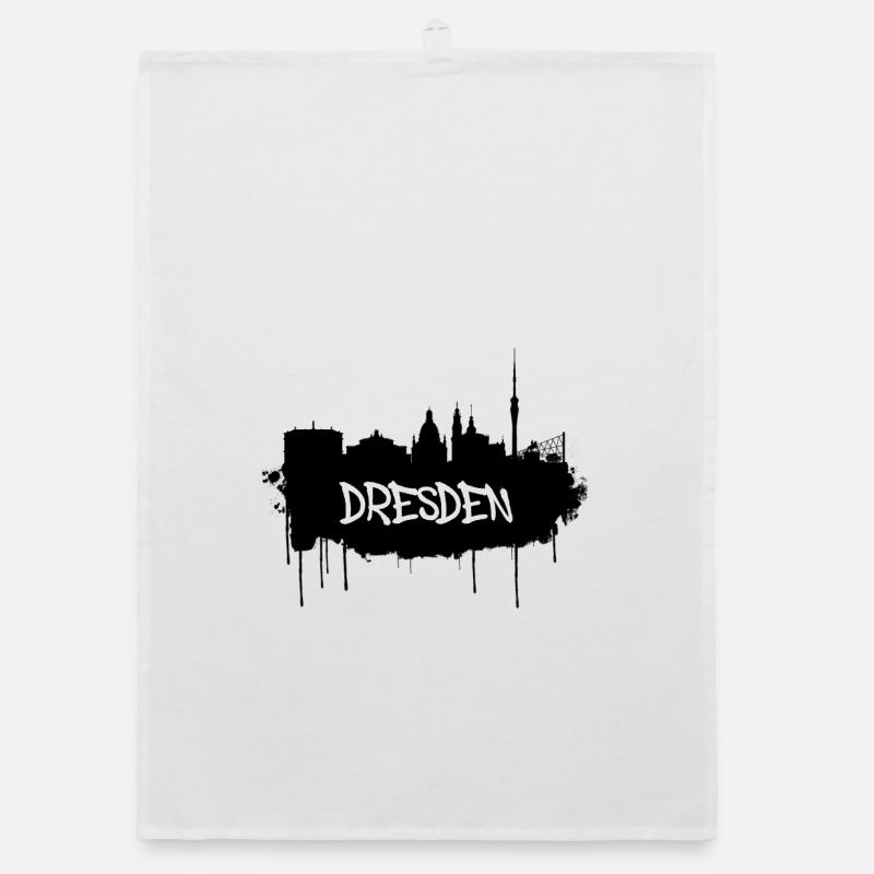 Dresden Graffiti Skyline Organic dish towel