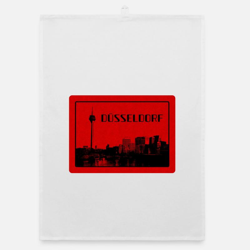 Duesseldorf Skyline Red Edition Organic dish towel