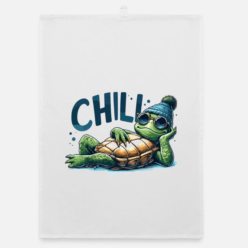 Chill Toad Turtle Cool Chill Gift Organic dish towel