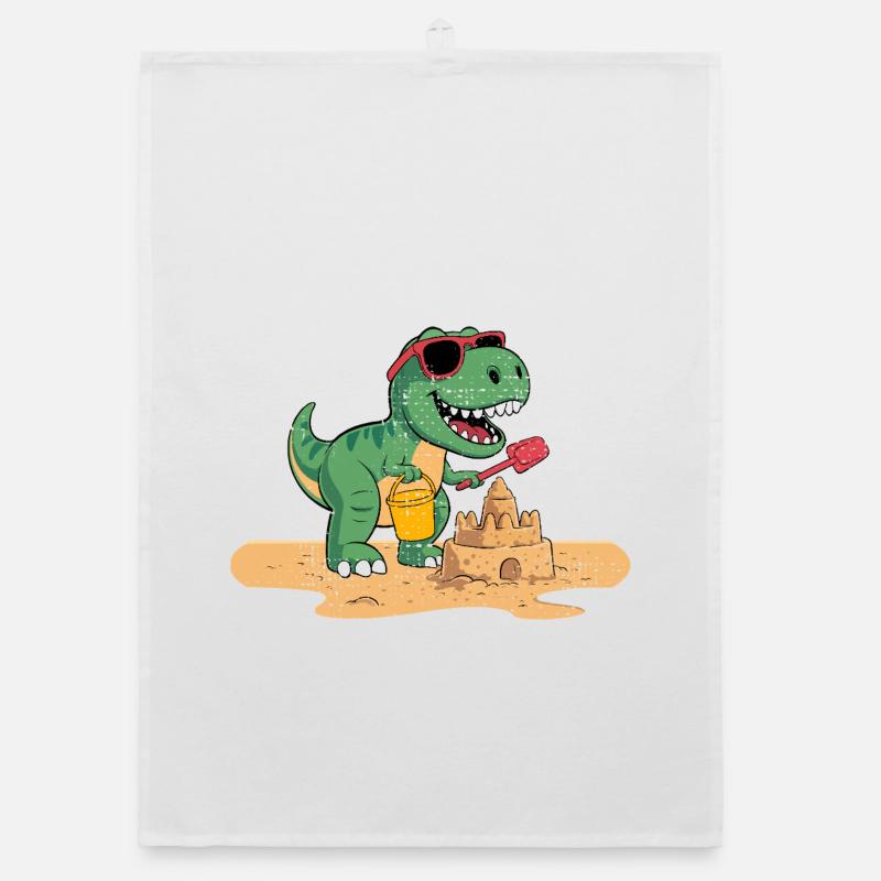 Conception ludique de château de sable de dinosaure Torchon bio