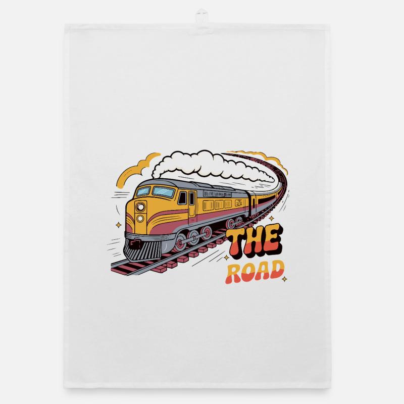 Vintage Train Adventure Illustration Organic dish towel