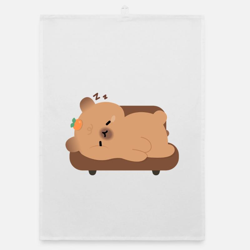Schläfrige Müde Capybara Organic Geschirrtuch