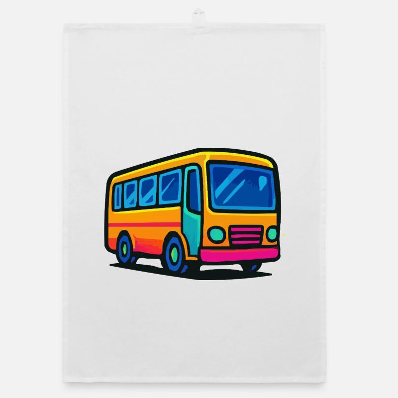  Comic-Bus Illustration Organic Geschirrtuch