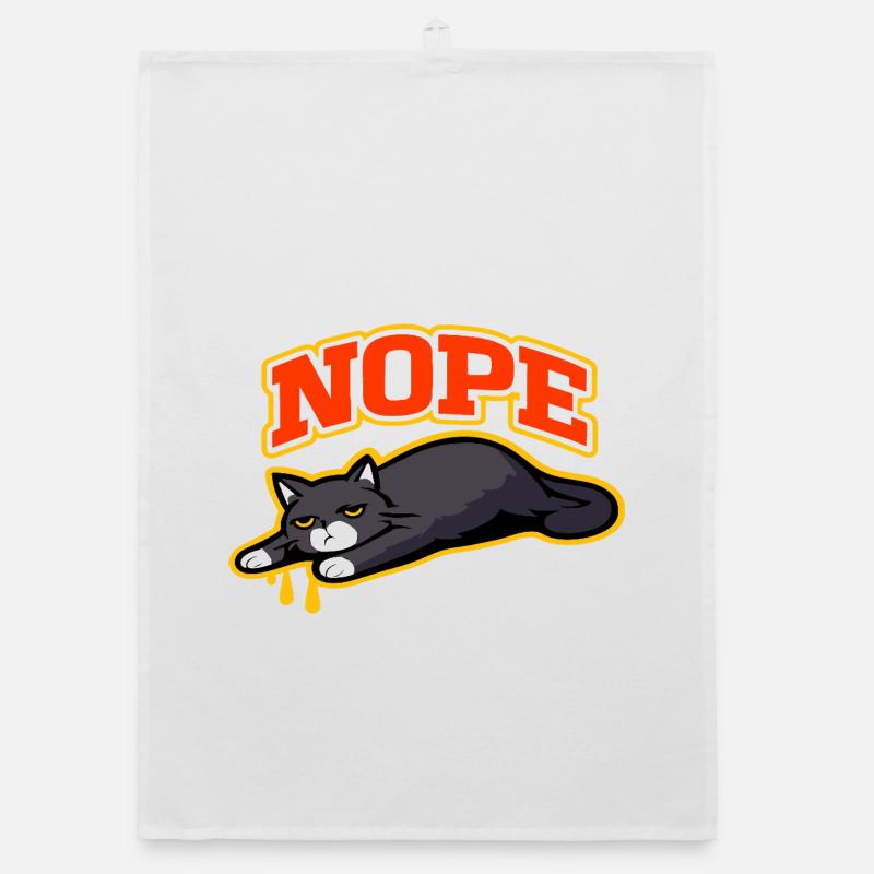Nope Cat Lounging Meme Organic dish towel