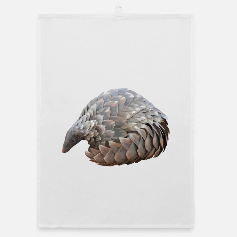 Pangolin Hand Drawn Organic dish towel
