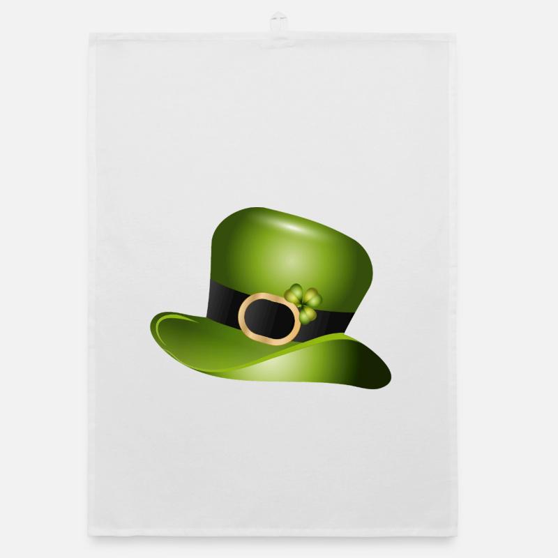 Haut-de-forme vert avec trèfle – Saint Patrick Torchon bio