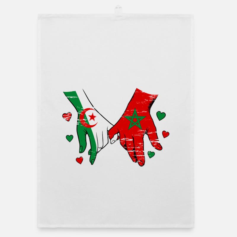 Prise de main du drapeau Algérie Maroc Torchon bio