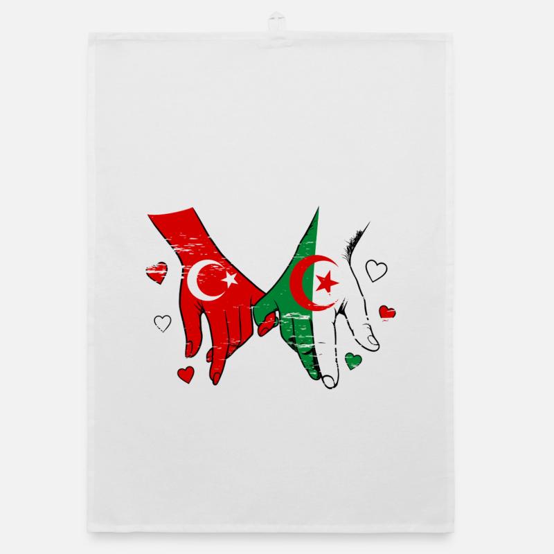 Prise de main du drapeau de la Turquie Algérie utilisée Torchon bio