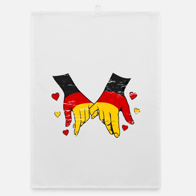 Drapeau allemand main dans la main utilisé Torchon bio