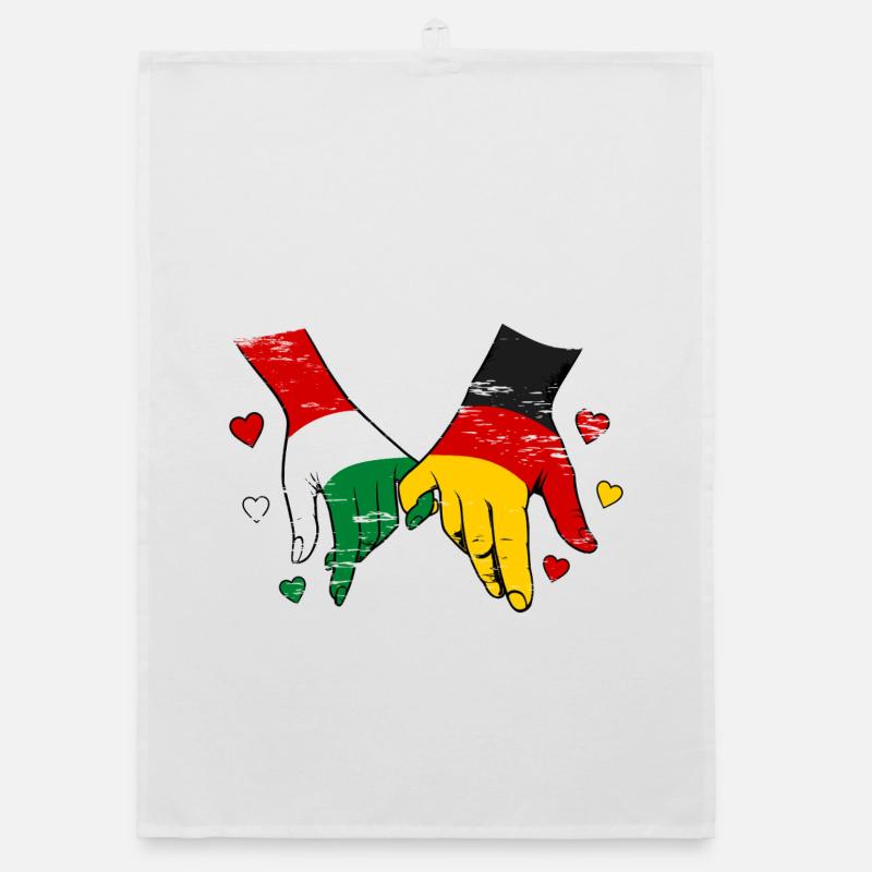 Hungary Germany Flags Hand Holding Used Organic dish towel