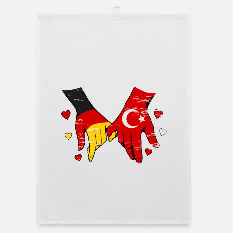 Germany Turkey Flags Holding Hands Used Organic dish towel