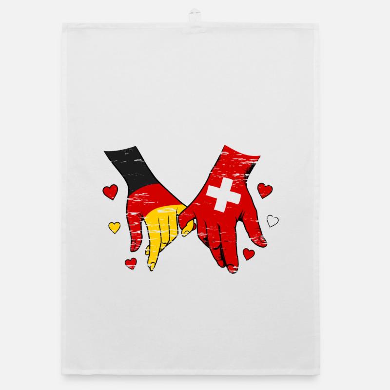 Germany Switzerland Flags Hand Holding used Organic dish towel