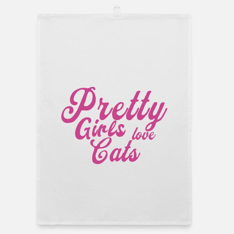 Pink Katzenliebe Spruch Organic Geschirrtuch