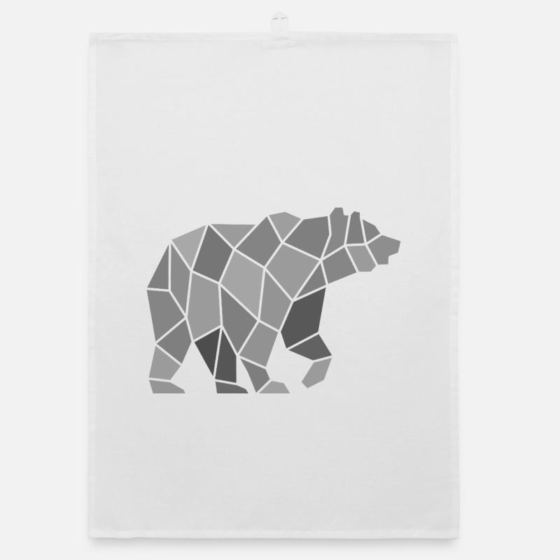 Geometric Bear from Mosaic Fragments Organic dish towel