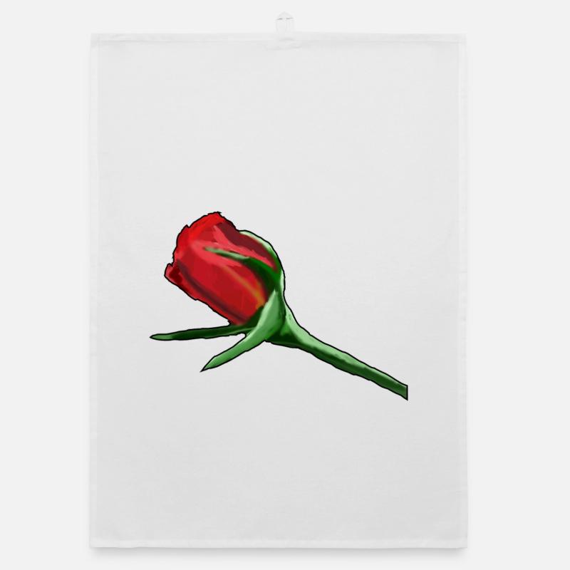 Red Rose on Black Painterly Organic dish towel