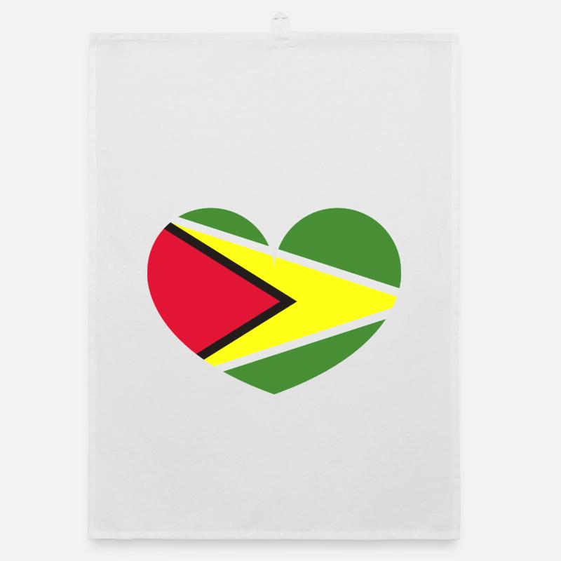 Drapeau du cœur du Guyana Torchon bio