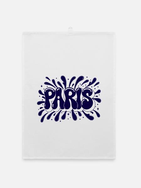 Paris Splash Blue - Organic Geschirrtuch - Weiß - Vorne