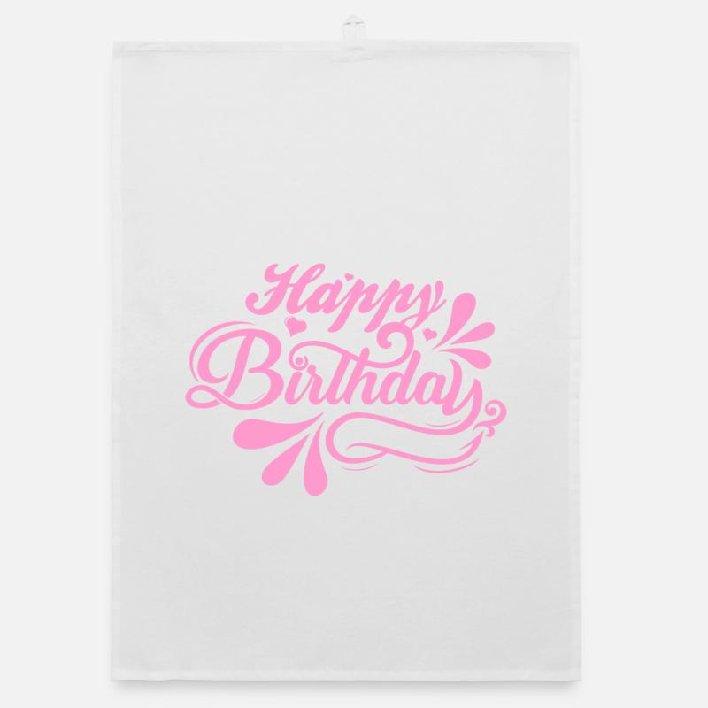 Le bonheur d’anniversaire en écriture rose Torchon bio