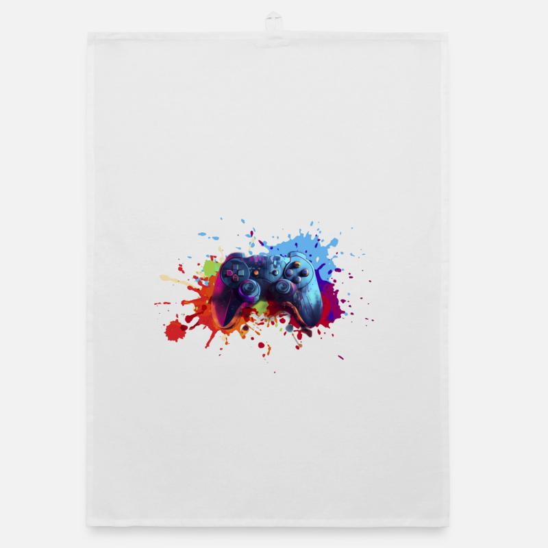 Gamepad Splash Gamer Geschenk Zocker zocken - Organic Geschirrtuch - Weiß