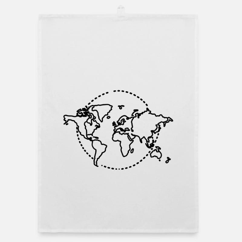World Map Sketch Organic dish towel