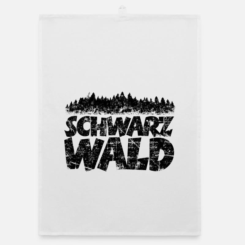 Schwarzwald mit Wald (Vintage/Schwarz) Organic Geschirrtuch