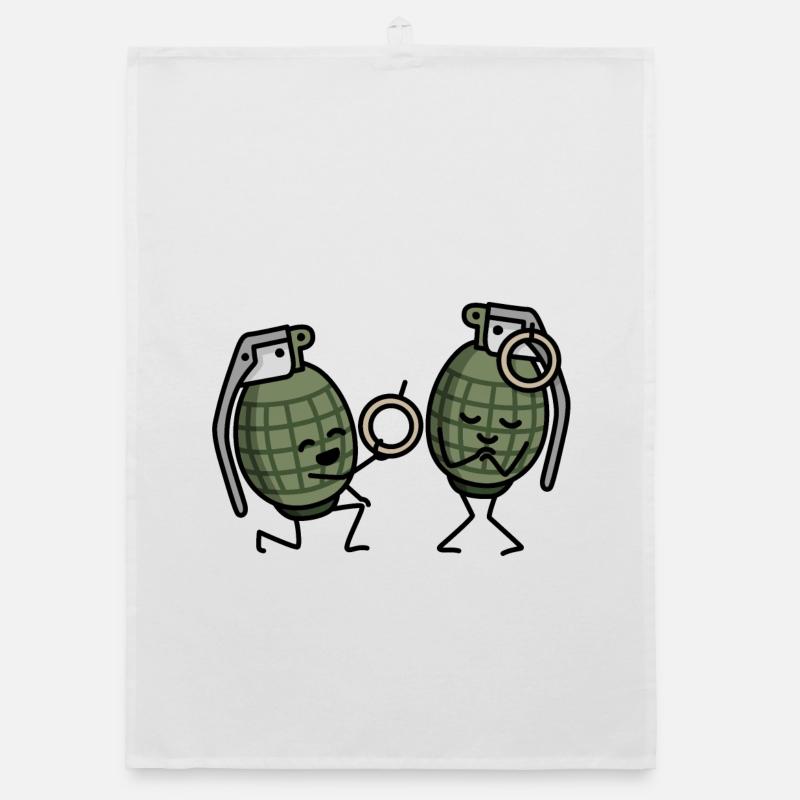 Hand Grenade Marriage Proposal Couples Army Ring Engaged Organic dish towel