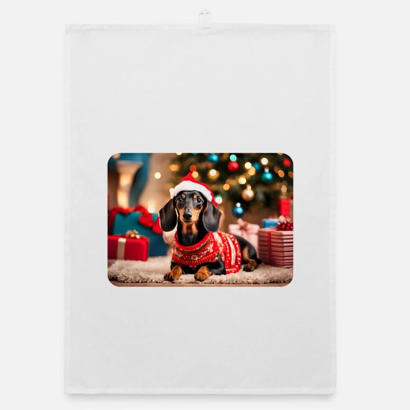 Teckel de Noël mignon Torchon bio